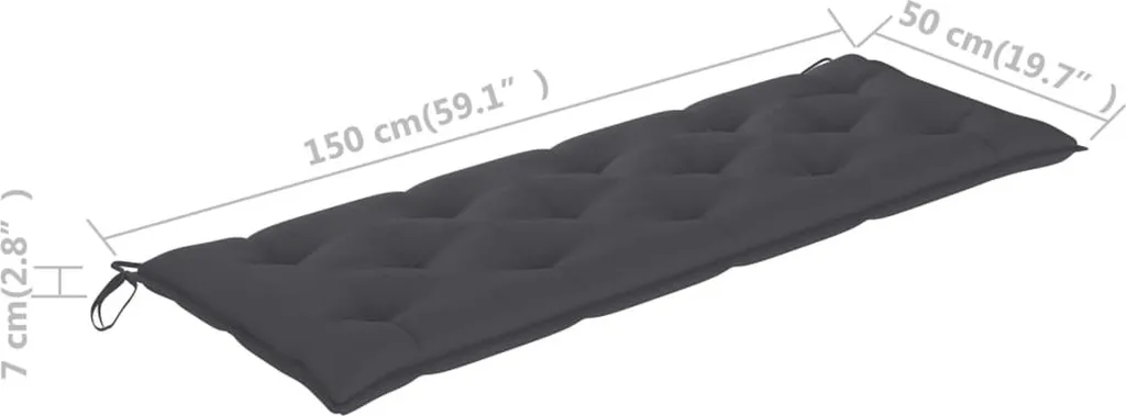 VIDAXL Gartenbank-Auflage Anthrazit 150x50x7 Cm Stoff 6 VIDAXL Gartenbank-Auflage Anthrazit 150x50x7 Cm Stoff – Bild 6