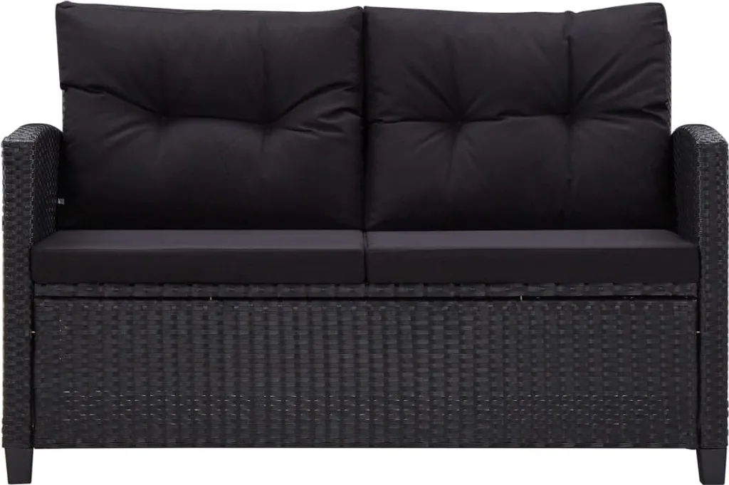 VidaXL 2-Sitzer-Gartensofa Mit Kissen Schwarz 124 Cm Poly Rattan 2 VidaXL 2-Sitzer-Gartensofa Mit Kissen Schwarz 124 Cm Poly Rattan – Bild 2