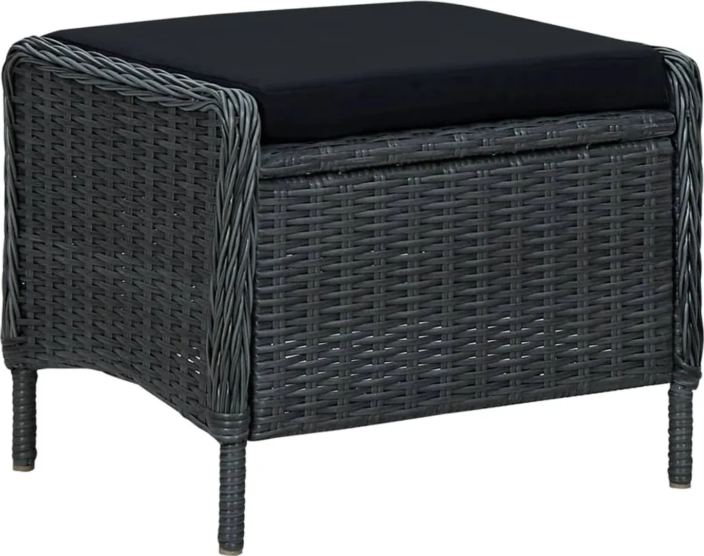 VidaXL Verstellbarer Gartensessel Mit Fußhocker Poly Rattan Dunkelgrau 5 VidaXL Verstellbarer Gartensessel Mit Fußhocker Poly Rattan Dunkelgrau – Bild 5