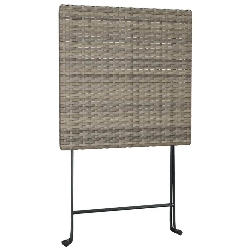 VidaXL 3-tlg. Bistro-Set Klappbar Grau Poly Rattan 6 VidaXL 3-tlg. Bistro-Set Klappbar Grau Poly Rattan – Bild 6