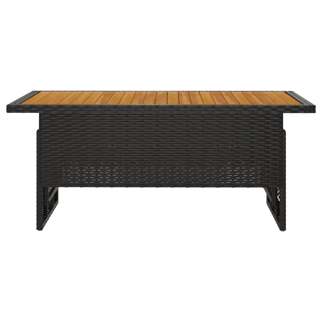 VidaXL Gartentisch Schwarz 100x50x43/63 Cm Akazienholz & Poly Rattan 3 VidaXL Gartentisch Schwarz 100x50x43/63 Cm Akazienholz & Poly Rattan – Bild 3