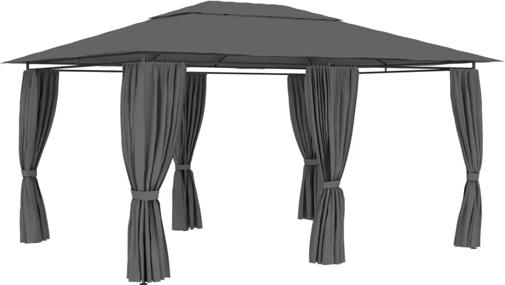 VidaXL Gartenpavillon Mit Vorhängen 4 X 3 M Anthrazit 2 VidaXL Gartenpavillon Mit Vorhängen 4 X 3 M Anthrazit – Bild 2