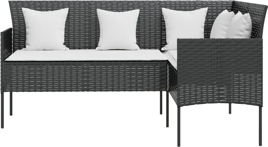 VidaXL Sofa In L-Form Mit Kissen Poly Rattan Schwarz 3 VidaXL Sofa In L-Form Mit Kissen Poly Rattan Schwarz – Bild 3