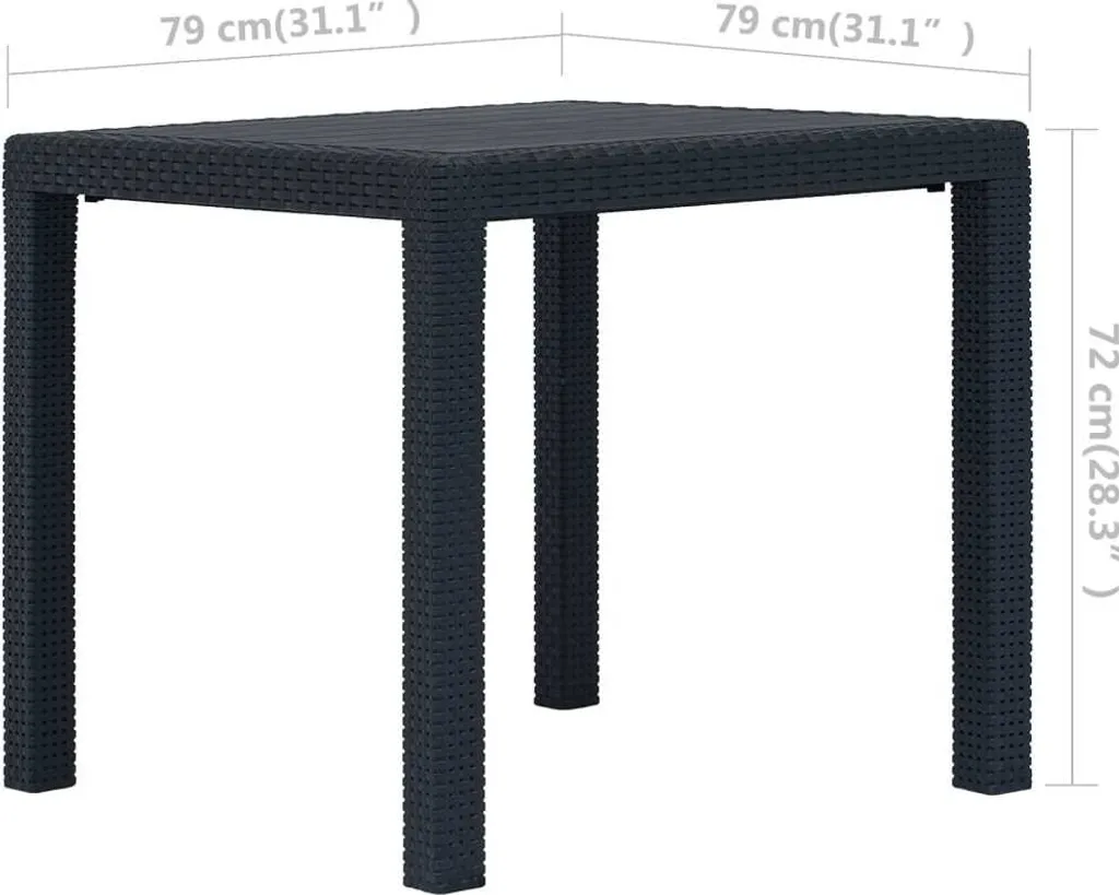 VidaXL Gartentisch Anthrazit 79 X 79 X 72 Cm Kunststoff Rattan-Optik 5 VidaXL Gartentisch Anthrazit 79 X 79 X 72 Cm Kunststoff Rattan-Optik – Bild 5