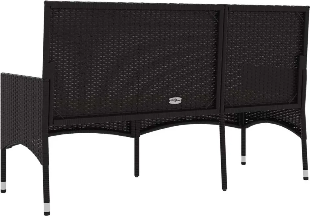 VidaXL Gartenbank 3-Sitzer Mit Kissen Schwarz Poly Rattan 6 VidaXL Gartenbank 3-Sitzer Mit Kissen Schwarz Poly Rattan – Bild 6