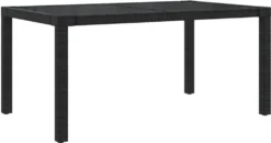 VidaXL Gartentisch 150x90x75 Cm Gehärtetes Glas Poly Rattan Schwarz