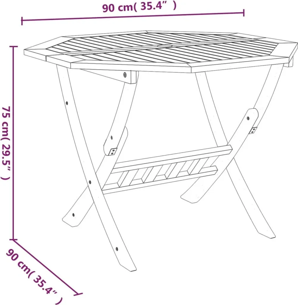 VidaXL Klappbarer Gartentisch 90x75 Cm Massivholz Akazie 7 VidaXL Klappbarer Gartentisch 90x75 Cm Massivholz Akazie – Bild 7