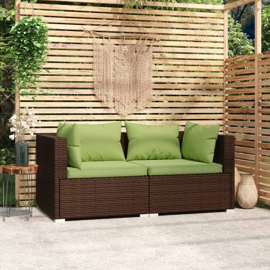 VidaXL 2-Sitzer-Sofa Mit Kissen Braun Poly Rattan 2 VidaXL 2-Sitzer-Sofa Mit Kissen Braun Poly Rattan – Bild 2
