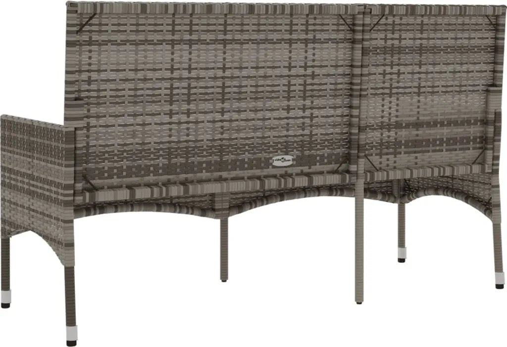 VidaXL Gartenbank 3-Sitzer Mit Kissen Grau Poly Rattan 5 VidaXL Gartenbank 3-Sitzer Mit Kissen Grau Poly Rattan – Bild 5