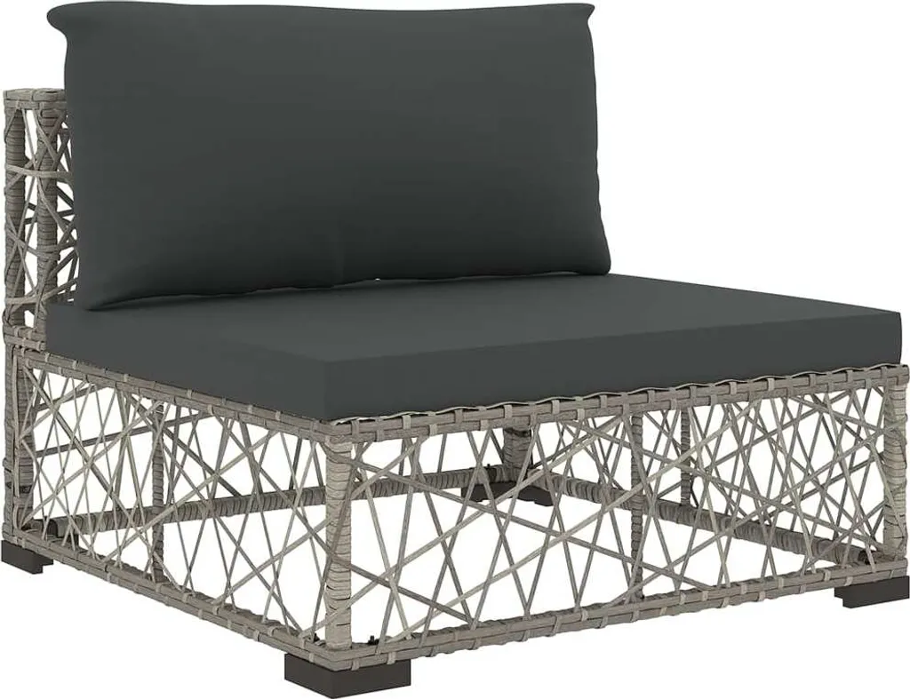 VidaXL 5-tlg. Garten-Lounge-Set Mit Kissen Poly Rattan Grau 7 VidaXL 5-tlg. Garten-Lounge-Set Mit Kissen Poly Rattan Grau – Bild 7