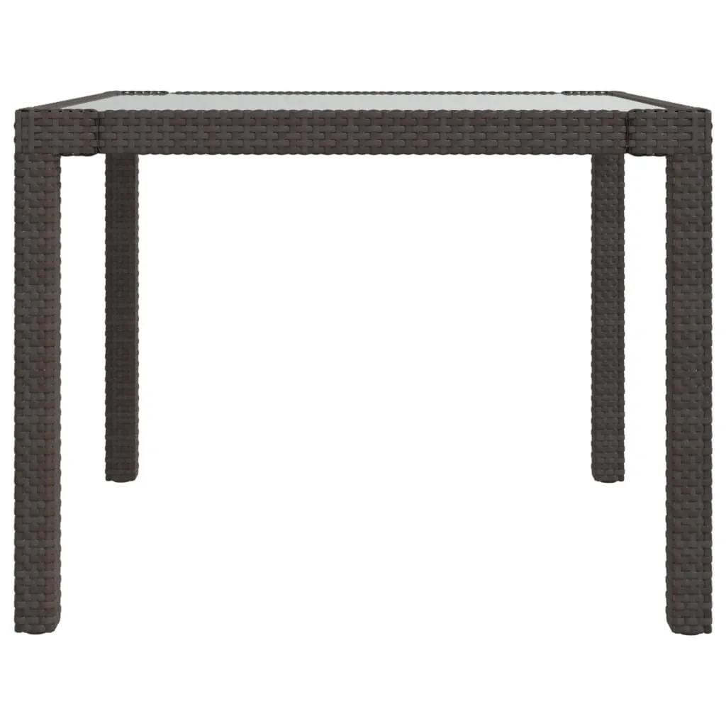 VidaXL Gartentisch 90x90x75 Cm Gehärtetes Glas Poly Rattan Braun 4 VidaXL Gartentisch 90x90x75 Cm Gehärtetes Glas Poly Rattan Braun – Bild 4