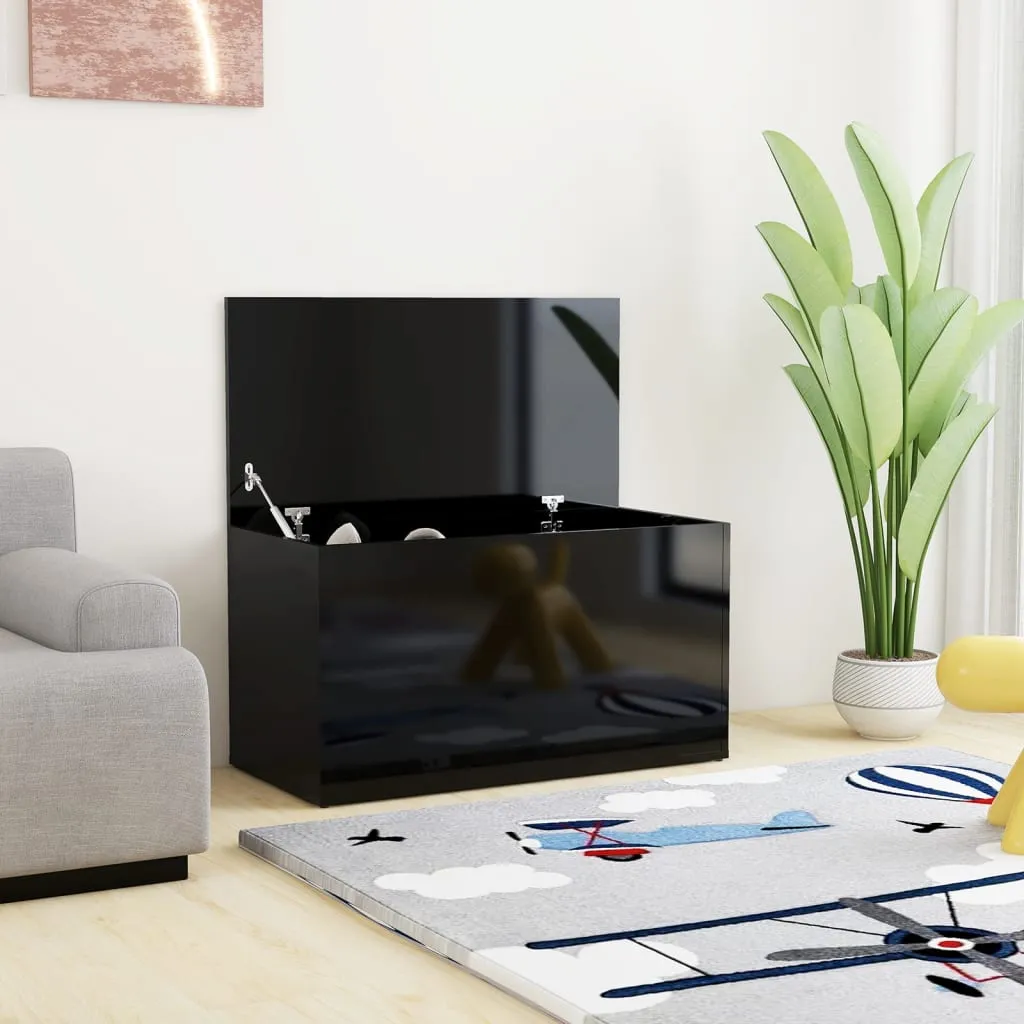 VidaXL Aufbewahrungstruhe Hochglanz-Schwarz 84x42x46 Cm Holzwerkstoff 2 VidaXL Aufbewahrungstruhe Hochglanz-Schwarz 84x42x46 Cm Holzwerkstoff – Bild 2