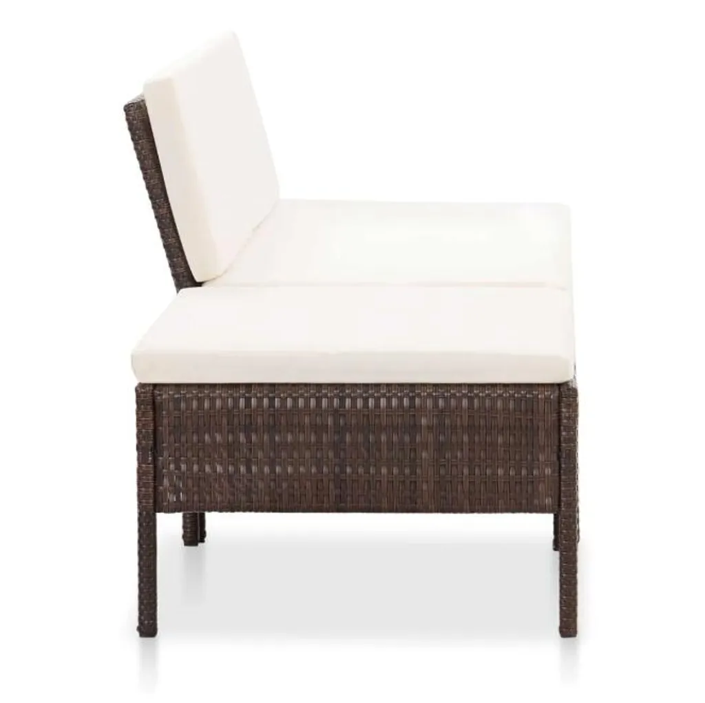 VIDAXL 3-tlg. Garten-Lounge-Set Mit Auflagen Poly Rattan Braun 6 VIDAXL 3-tlg. Garten-Lounge-Set Mit Auflagen Poly Rattan Braun – Bild 6