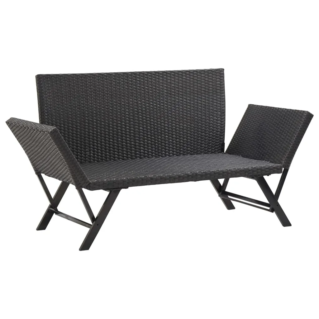 VidaXL Gartenbank Mit Auflagen 176 Cm Schwarz Poly Rattan 6 VidaXL Gartenbank Mit Auflagen 176 Cm Schwarz Poly Rattan – Bild 6