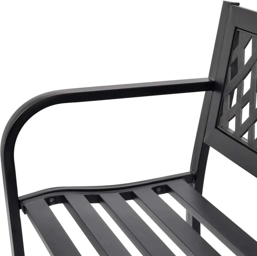 VidaXL Gartenbank 118 Cm Stahl Schwarz 3 VidaXL Gartenbank 118 Cm Stahl Schwarz – Bild 3