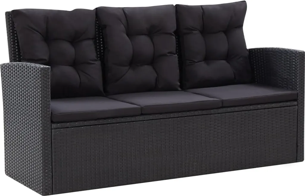 VidaXL 6-tlg. Garten-Lounge-Set Mit Kissen Poly Rattan Schwarz 3 VidaXL 6-tlg. Garten-Lounge-Set Mit Kissen Poly Rattan Schwarz – Bild 3
