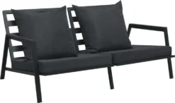 VidaXL 2-Sitzer-Gartensofa Mit Auflagen Dunkelgrau Aluminium