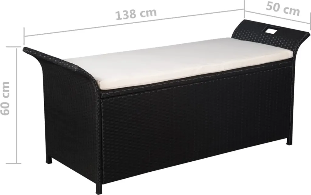 VidaXL Truhenbank Mit Polster 138 Cm Poly Rattan Schwarz 5 VidaXL Truhenbank Mit Polster 138 Cm Poly Rattan Schwarz – Bild 5