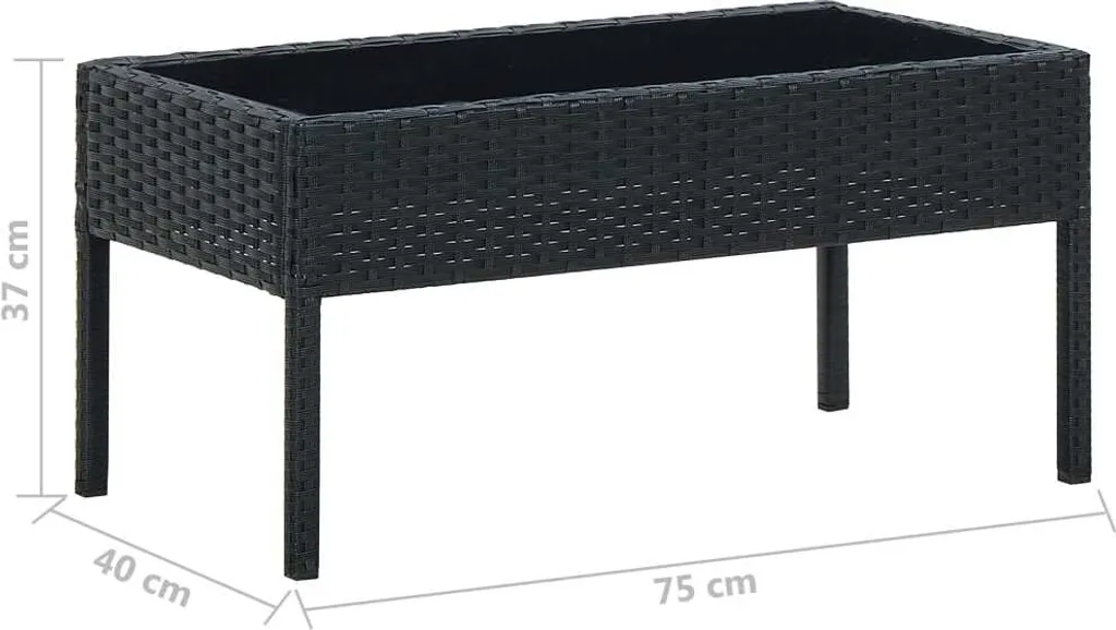 VidaXL Gartentisch Schwarz 75x40x37 Cm Poly Rattan 5 VidaXL Gartentisch Schwarz 75x40x37 Cm Poly Rattan – Bild 5