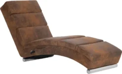 VidaXL Massage Chaiselongue Braun Wildleder-Optik