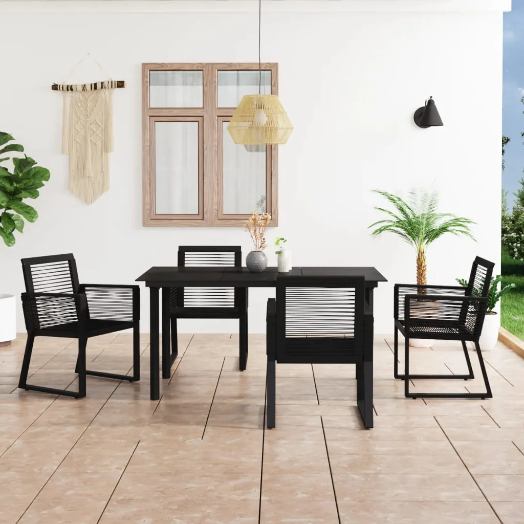 VidaXL 5-tlg. Garten-Essgruppe PVC Rattan Schwarz 2 VidaXL 5-tlg. Garten-Essgruppe PVC Rattan Schwarz – Bild 2