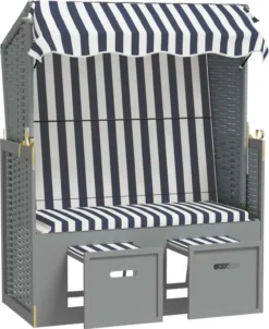 VidaXL Strandkorb Mit Dach Poly Rattan Und Massivholz Blau & Weiß 11 VidaXL Strandkorb Mit Dach Poly Rattan Und Massivholz Blau & Weiß -Kaufland 13582b0dd3edc9173fd352606552a62d