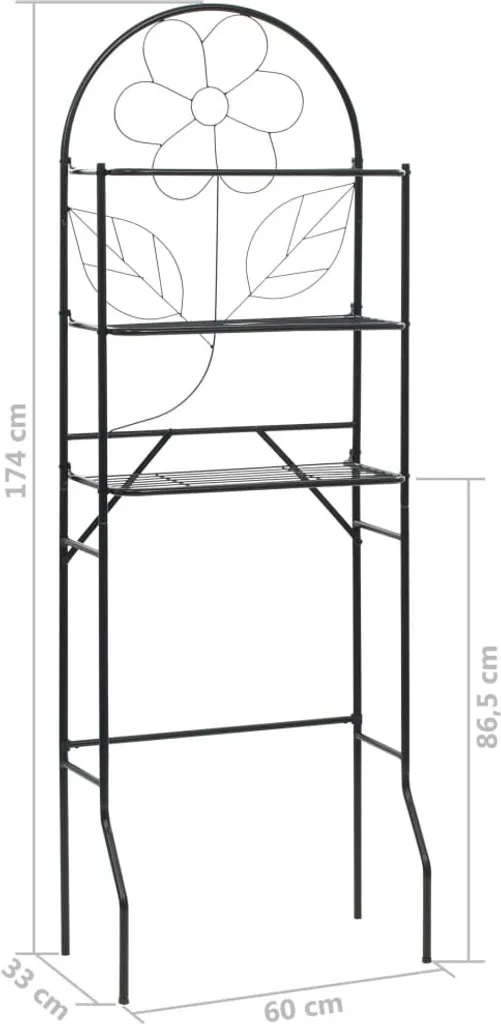 VidaXL Badezimmerregal Schwarz 60 X 33 X 174 Cm 7 VidaXL Badezimmerregal Schwarz 60 X 33 X 174 Cm – Bild 7