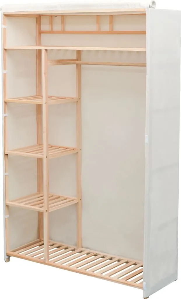 VidaXL Schrank Stoff Und Kiefernholz 110 X 40 X 170 Cm 3 VidaXL Schrank Stoff Und Kiefernholz 110 X 40 X 170 Cm – Bild 3