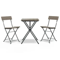 VidaXL 3-tlg. Bistro-Set Klappbar Grau Poly Rattan