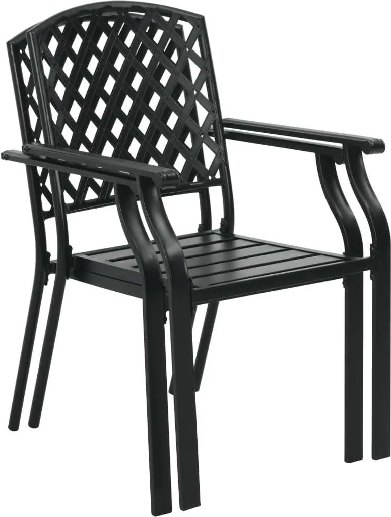 VidaXL Gartenstühle 4 Stk. Mesh-Design Stahl Schwarz 2 VidaXL Gartenstühle 4 Stk. Mesh-Design Stahl Schwarz – Bild 2