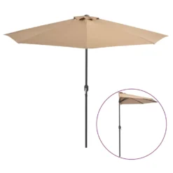 VidaXL Balkon-Sonnenschirm Mit Alu-Mast Taupe 300×150 Cm Halbrund
