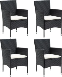 VidaXL Garten-Essstühle 4 Stk. Poly Rattan Schwarz