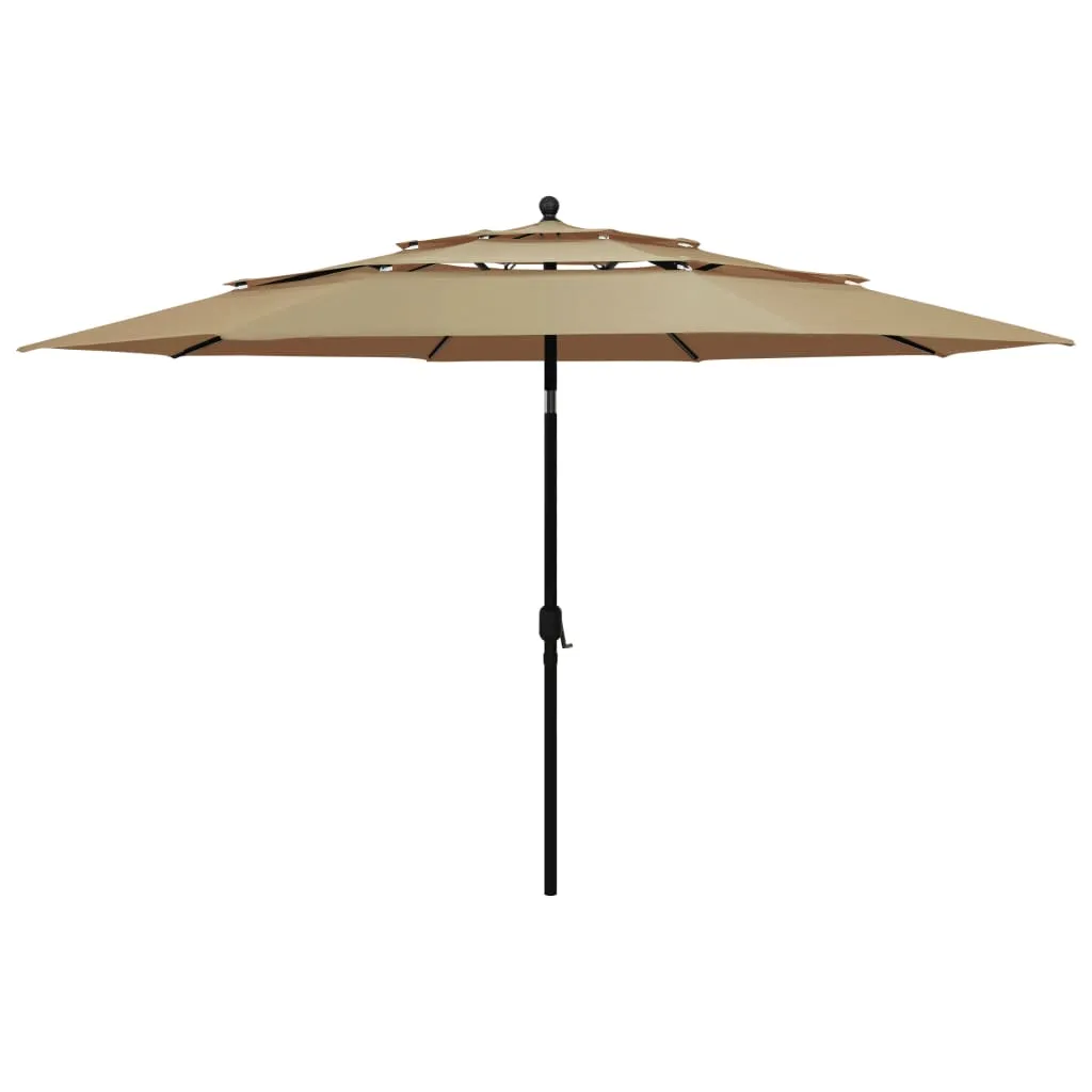 VidaXL Sonnenschirm Mit Aluminium-Mast 3-lagig Taupe 3,5 M 1 VidaXL Sonnenschirm Mit Aluminium-Mast 3-lagig Taupe 3,5 M