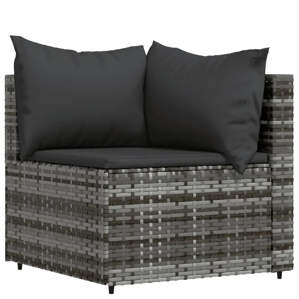 VidaXL 4-tlg. Garten-Lounge-Set Mit Kissen Grau Poly Rattan 4 VidaXL 4-tlg. Garten-Lounge-Set Mit Kissen Grau Poly Rattan – Bild 4
