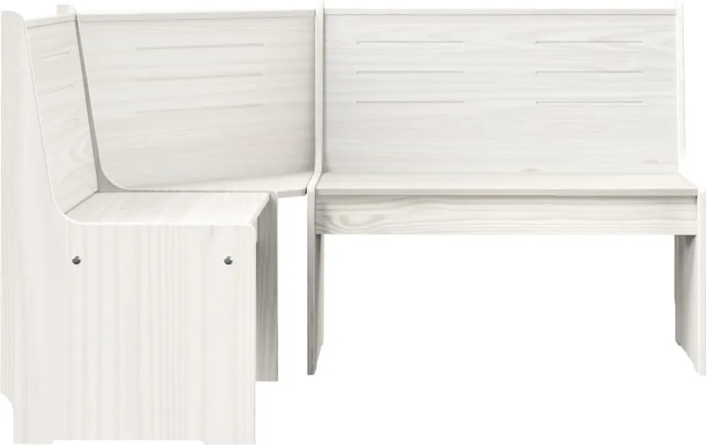 VidaXL Eckbank 151 Cm Weiß Massivholz Kiefer 2 VidaXL Eckbank 151 Cm Weiß Massivholz Kiefer – Bild 2