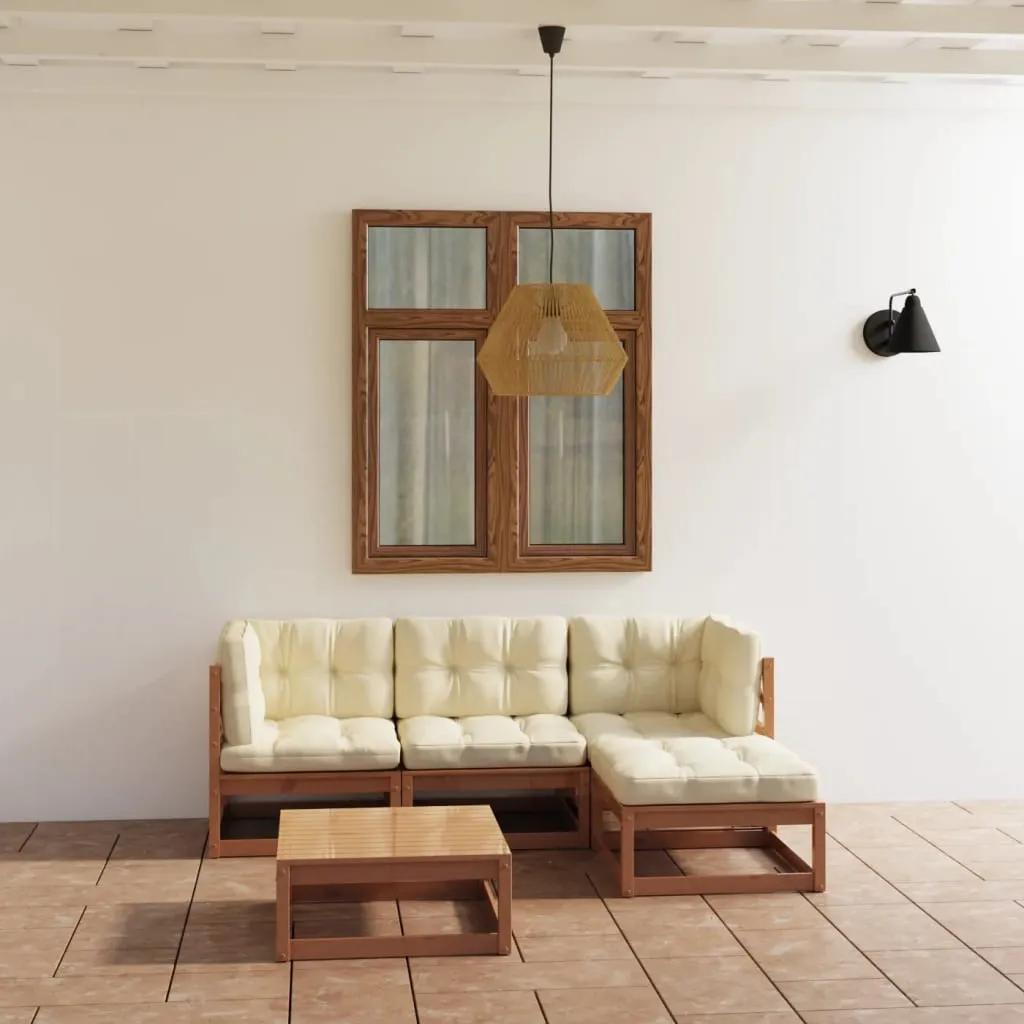 VidaXL 5-tlg. Garten-Lounge-Set Mit Kissen Kiefer Massivholz 2 VidaXL 5-tlg. Garten-Lounge-Set Mit Kissen Kiefer Massivholz – Bild 2