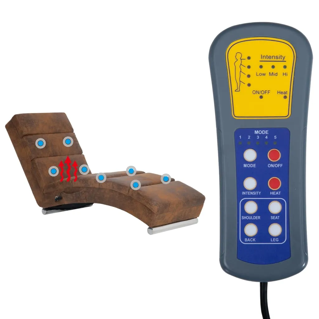 VidaXL Massage Chaiselongue Braun Wildleder-Optik 8 VidaXL Massage Chaiselongue Braun Wildleder-Optik – Bild 8