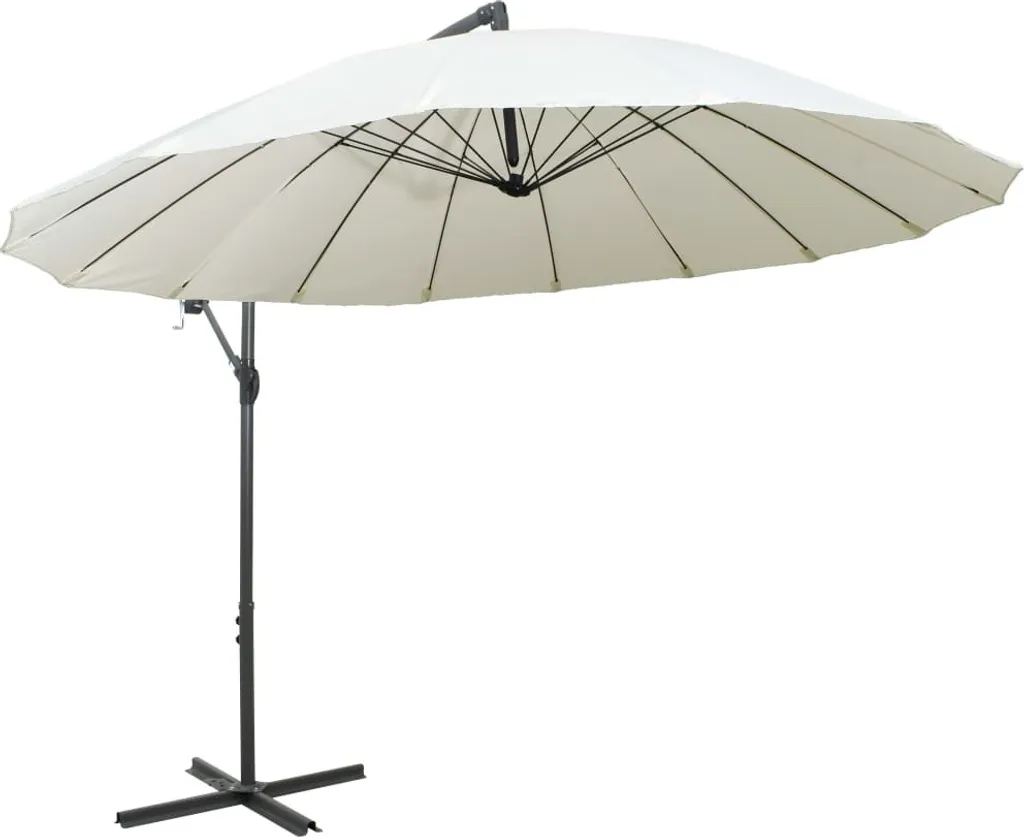 VidaXL Ampelschirm Weiß 3 M Aluminium-Mast 4 VidaXL Ampelschirm Weiß 3 M Aluminium-Mast – Bild 4