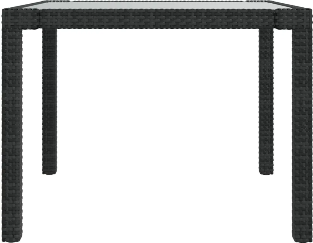 VidaXL Gartentisch 90x90x75 Cm Gehärtetes Glas Poly Rattan Schwarz 4 VidaXL Gartentisch 90x90x75 Cm Gehärtetes Glas Poly Rattan Schwarz – Bild 4