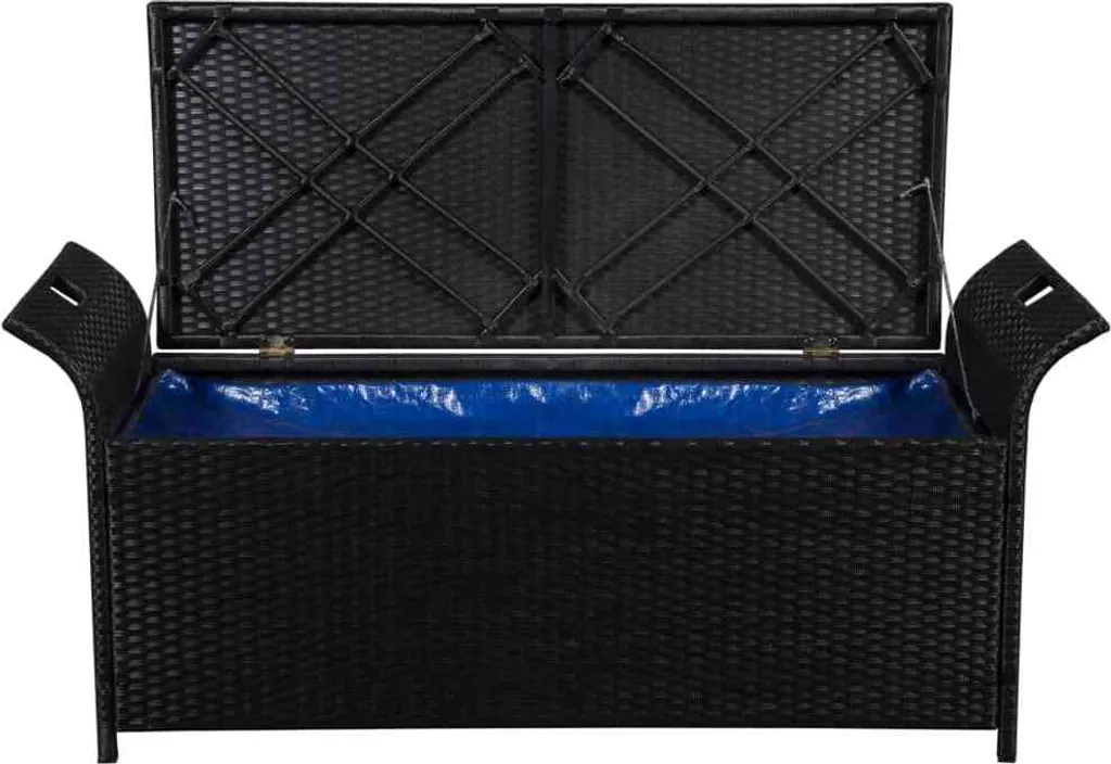 VidaXL Truhenbank Mit Polster 138 Cm Poly Rattan Schwarz 4 VidaXL Truhenbank Mit Polster 138 Cm Poly Rattan Schwarz – Bild 4