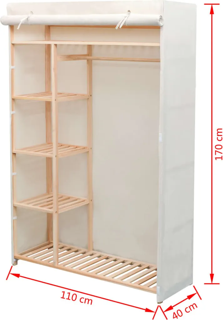 VidaXL Schrank Stoff Und Kiefernholz 110 X 40 X 170 Cm 7 VidaXL Schrank Stoff Und Kiefernholz 110 X 40 X 170 Cm – Bild 7
