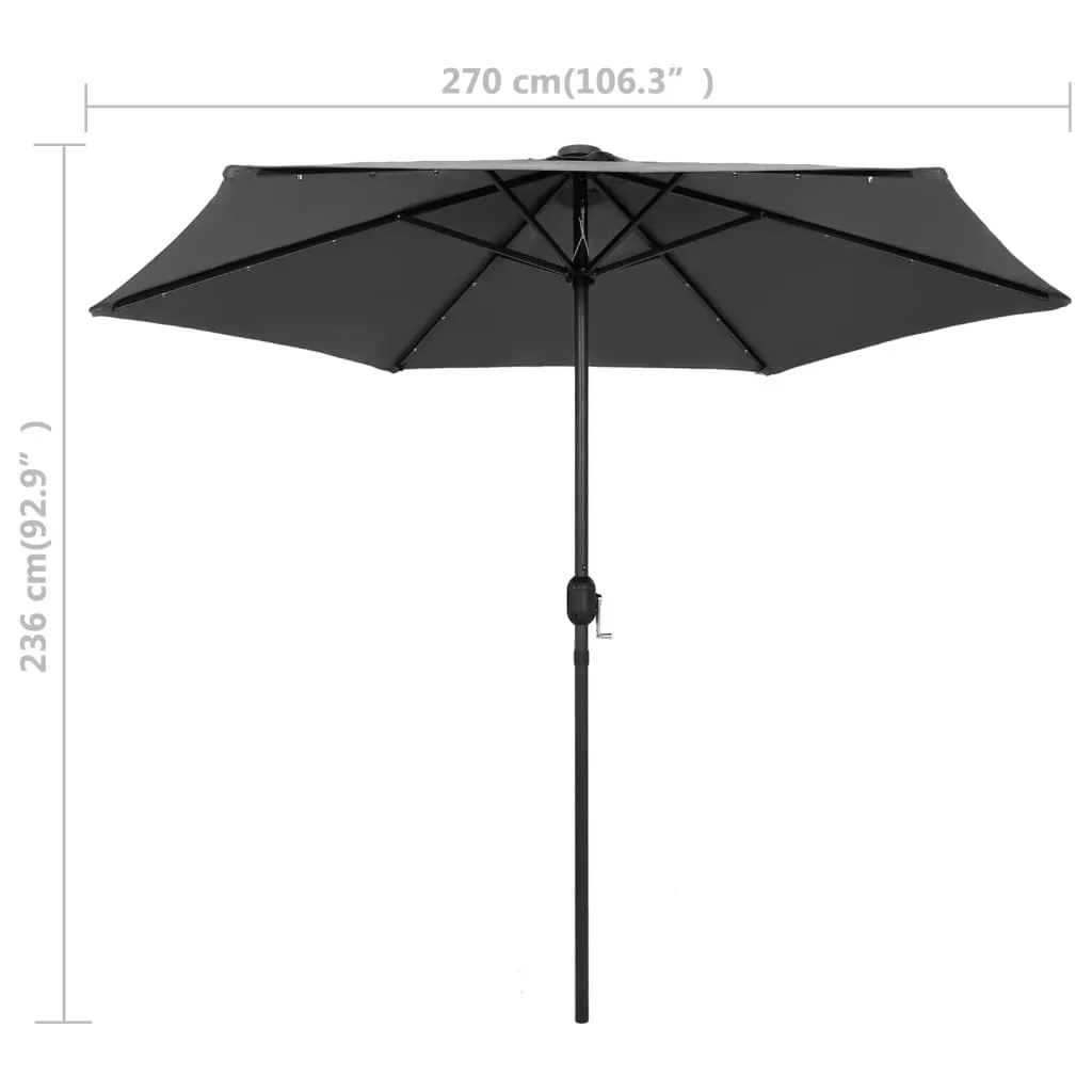 VidaXL Sonnenschirm Mit LED-Leuchten & Aluminium-Mast 270 Cm Anthrazit 5 VidaXL Sonnenschirm Mit LED-Leuchten & Aluminium-Mast 270 Cm Anthrazit – Bild 5
