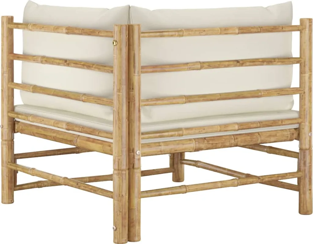 VidaXL 2-tlg. Garten-Lounge-Set Mit Cremeweißen Kissen Bambus 5 VidaXL 2-tlg. Garten-Lounge-Set Mit Cremeweißen Kissen Bambus – Bild 5