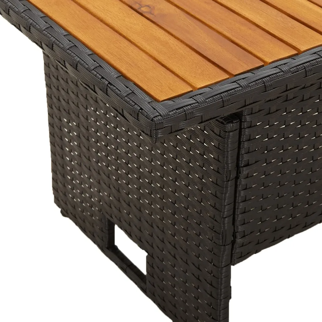 VidaXL Gartentisch Schwarz 100x50x43/63 Cm Akazienholz & Poly Rattan 6 VidaXL Gartentisch Schwarz 100x50x43/63 Cm Akazienholz & Poly Rattan – Bild 6