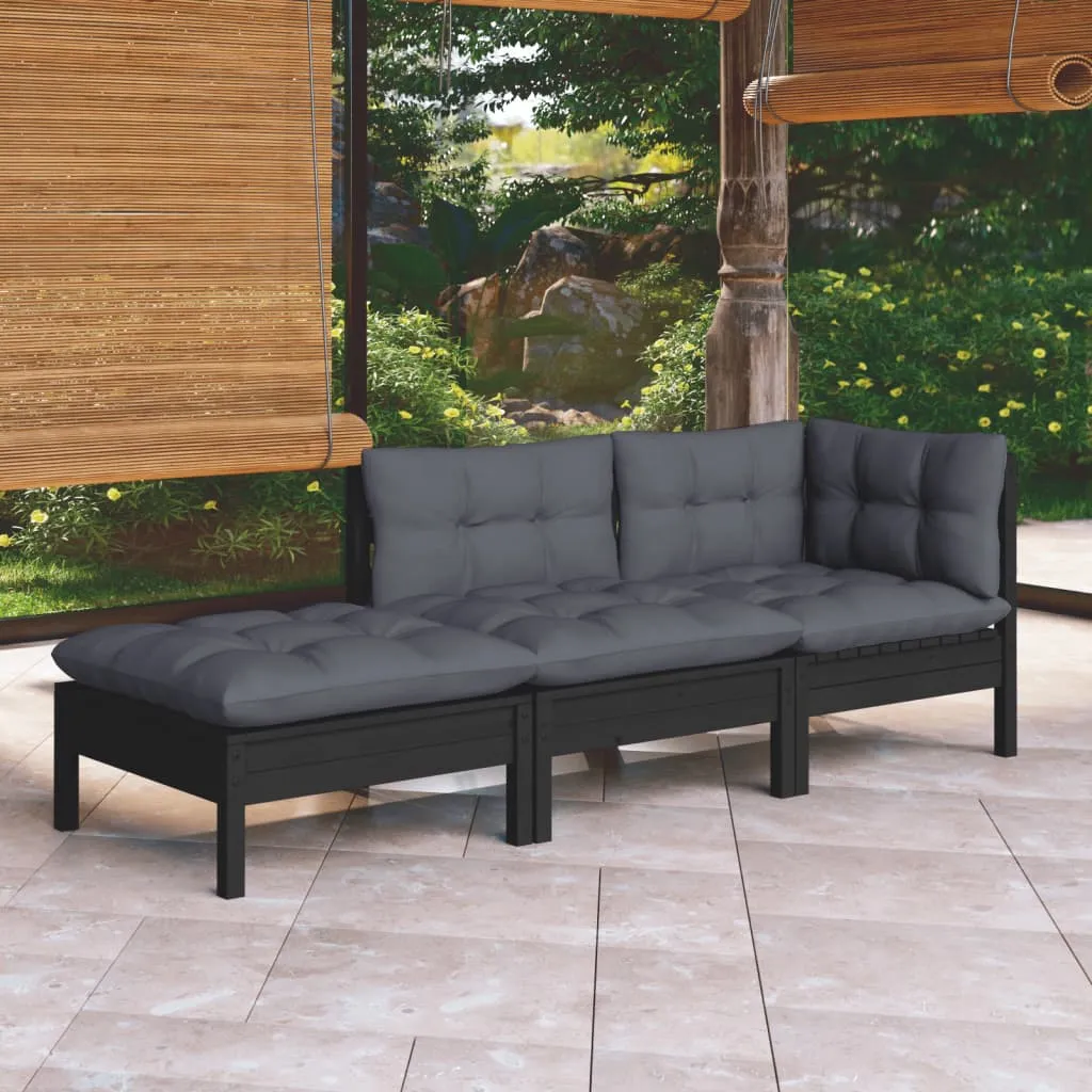 VidaXL 3-tlg. Garten-Lounge-Set Mit Kissen Massivholz Kiefer 1 VidaXL 3-tlg. Garten-Lounge-Set Mit Kissen Massivholz Kiefer