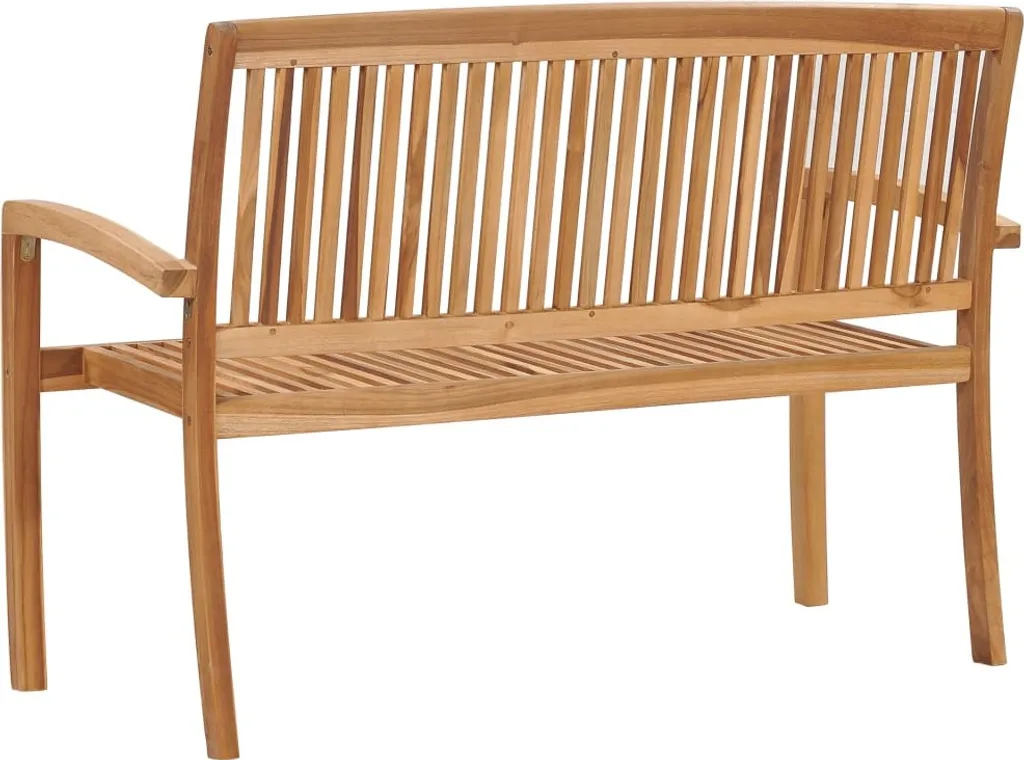 VidaXL Stapelbare Gartenbank Mit Auflage 128,5 Cm Massivholz Teak 5 VidaXL Stapelbare Gartenbank Mit Auflage 128,5 Cm Massivholz Teak – Bild 5