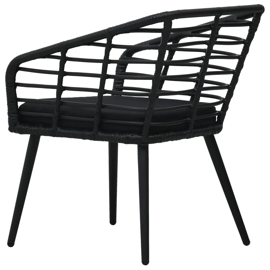 VidaXL Gartenstühle 2 Stk. Mit Auflagen Poly Rattan Schwarz 5 VidaXL Gartenstühle 2 Stk. Mit Auflagen Poly Rattan Schwarz – Bild 5