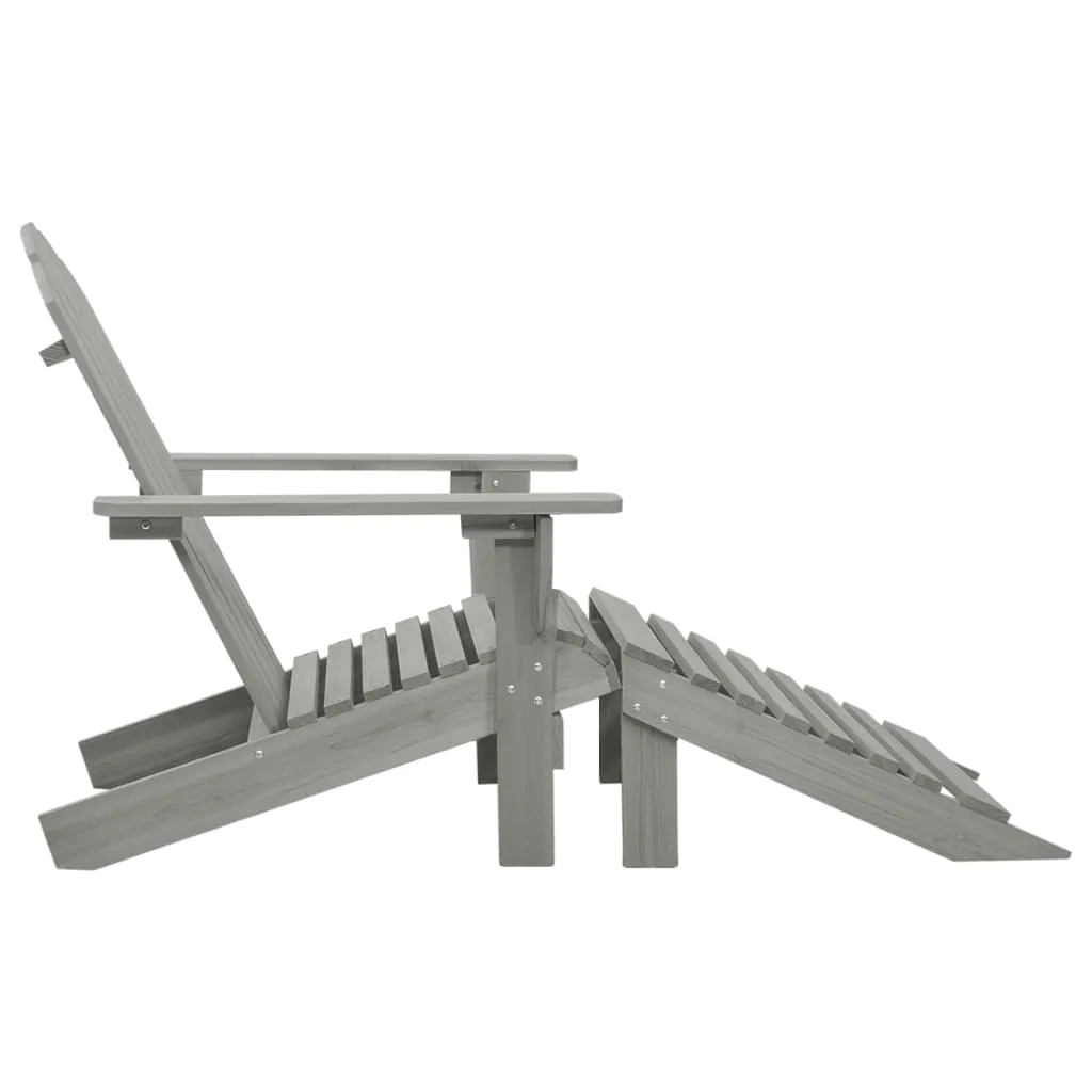 VidaXL Gartensessel Mit Fußstütze Holz Grau 3 VidaXL Gartensessel Mit Fußstütze Holz Grau – Bild 3