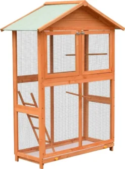 VidaXL Vogelkäfig Kiefernholz & Tannenholz 125,5x59,5x164 Cm