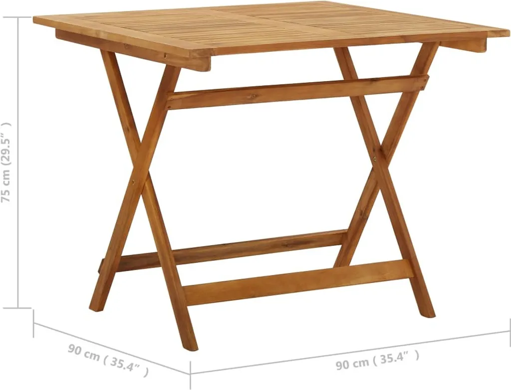VidaXL Klappbarer Gartentisch 90x90x75 Cm Massivholz Akazie 9 VidaXL Klappbarer Gartentisch 90x90x75 Cm Massivholz Akazie – Bild 9